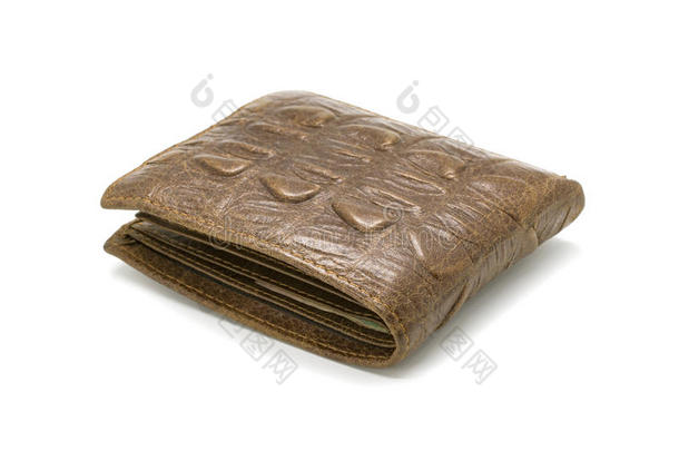 影像关于棕色的钱包使关于鳄鱼皮隔离的