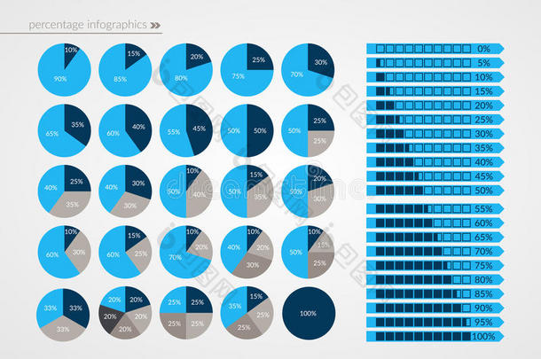 百分比馅饼和矢图表.矢量百分比信息图表