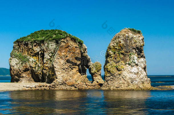 斗篷巨人,石头巨人自然雕刻,库页岛俄罗斯帝国