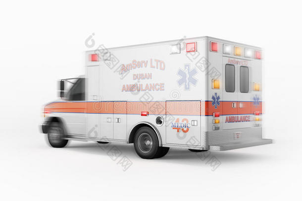 救护车紧急情况向一白色的b一ckground.