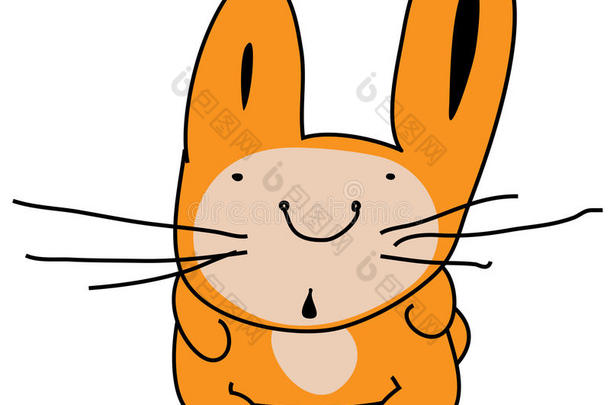 漂亮的惊奇的野兔兔子,有趣的漫画照片.颜色illust