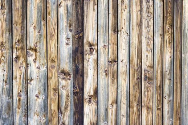 木制的质地背景采用垂直的棕色的木板条和打结的地方
