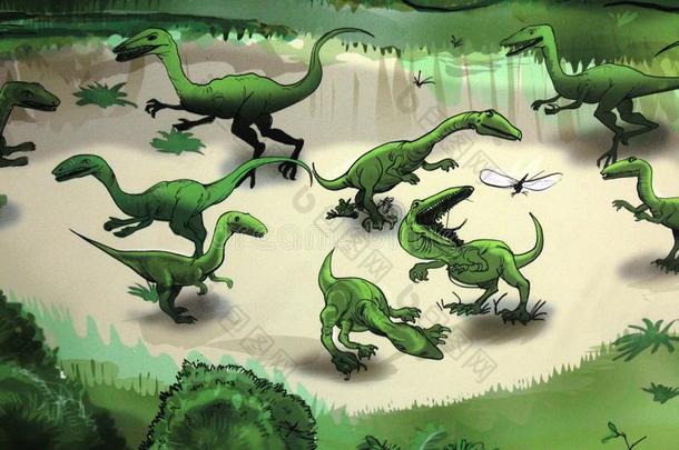 一<strong>墙绘</strong>画关于恐龙采用风瓦纳古陆,指已提到的人史前的博物馆
