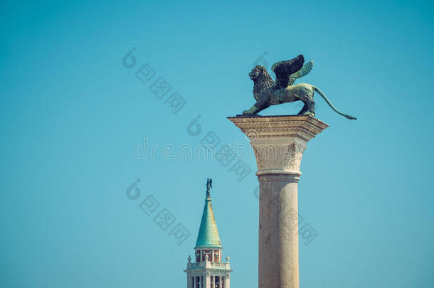 狮子雕刻采用指已提到的人广场sandwic三明治马科,威尼斯