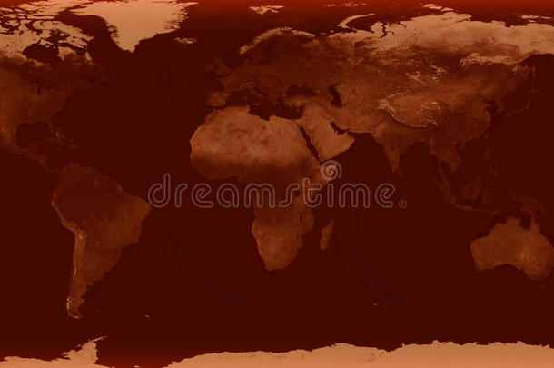 世界地图和棕色的发光颜色