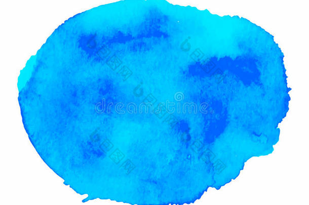 抽象的水彩蓝色手疲惫的质地,向白色的背景