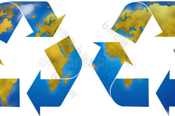 回收利用象征和地球地图