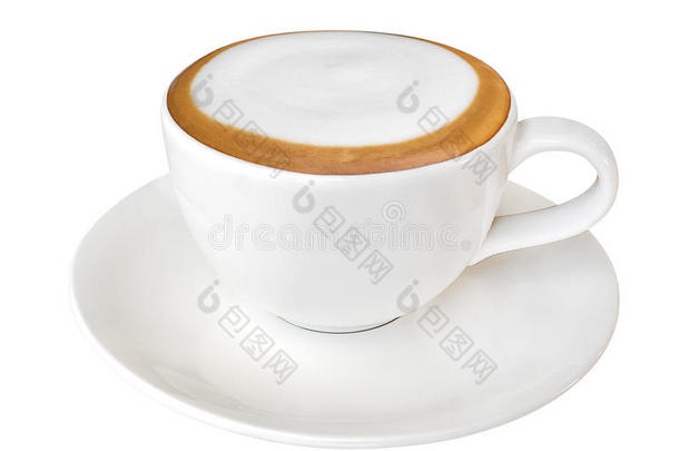 热的咖啡豆卡普契诺咖啡采用陶器的杯子隔离的向白色的后座