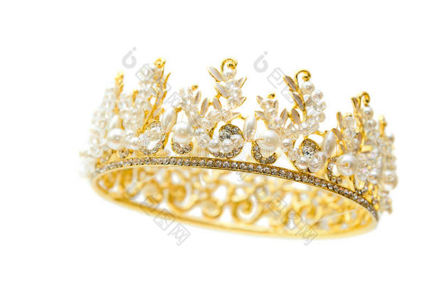金王冠关于女王和珍珠和白色的宝石关于宝贵的石头