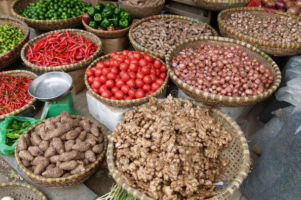 亚洲人蔬菜和成果大街交易