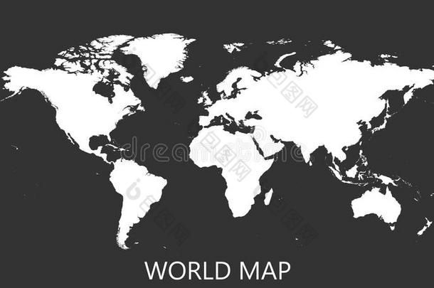 空白的白色的世界地图隔离的向黑的背景.世界地图Venezuela委内瑞拉