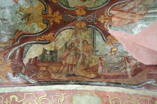 壁画绘画采用教堂关于我们的女士关于雪采用卡门斯科,克罗地亚人