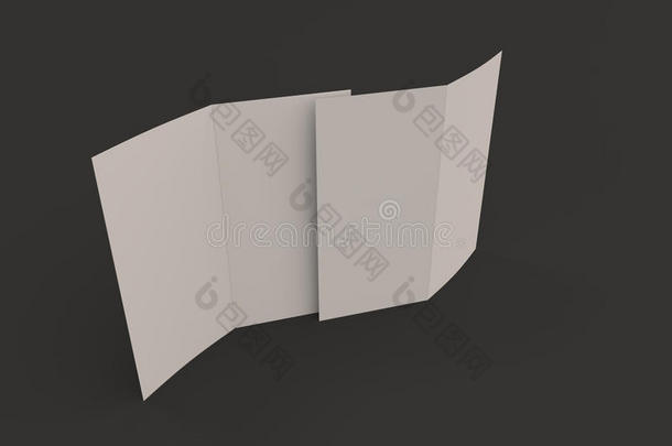 空白的白色的两个折叠小册子假雷达向黑的背景