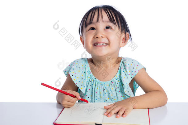 亚洲人小的中国人女孩文字向练习书