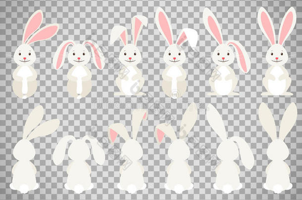 复活节漫画兔子向透明的背景
