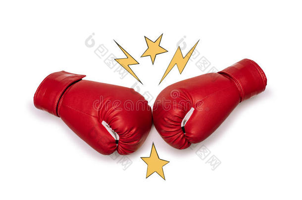 红色的拳击拳击手套准备好的向战斗