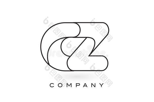 Cz<strong>字母组合</strong>信标识和薄的黑的<strong>字母组合</strong>梗概外形