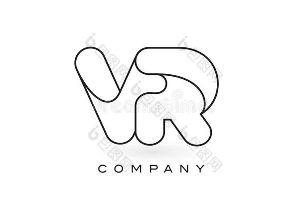 VirtualReality虚拟现实字母组合信标识和薄的黑的字母组合梗概外形