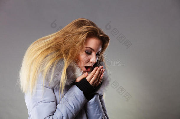 女人使人疲乏的<strong>冬暖</strong>和的毛皮的短上衣