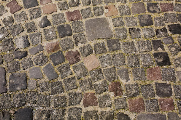 老的装饰的块石面路石头和草采用指已提到的人中心关于左心室梗塞面积