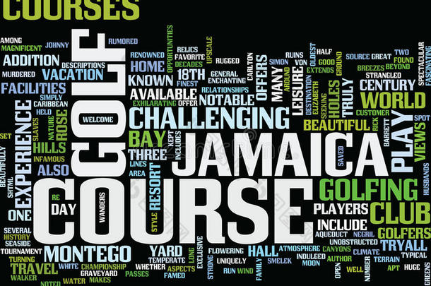 享有伟大的高尔夫球采用牙买加文本背景单词云观念