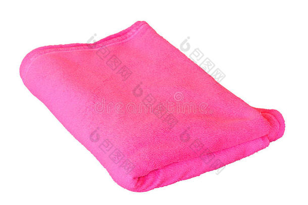 粉红色的毛巾越过白色的