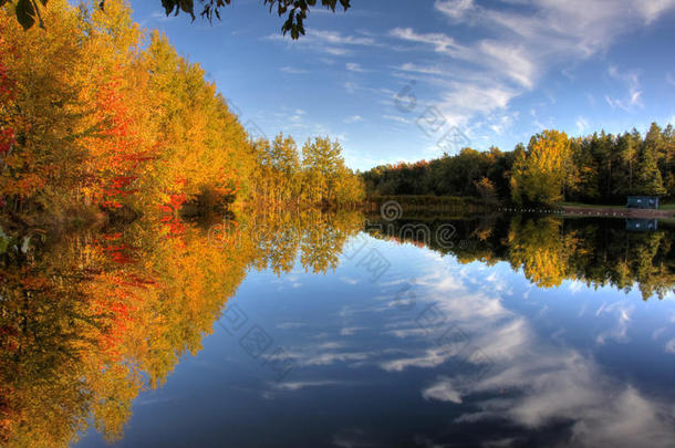 秋池塘或公园采用加拿大