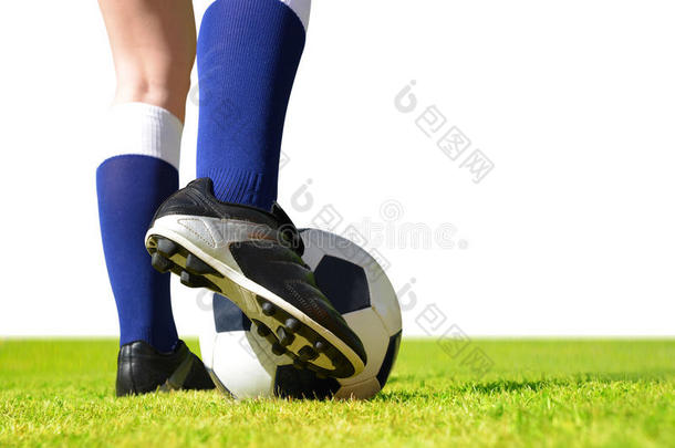 脚关于足球演员和球向foot球田.