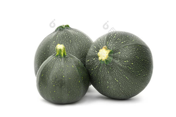 num.三绿色的成熟的夏季产南瓜之一种.美味的圆形的夏季产南瓜之一种向一白色的
