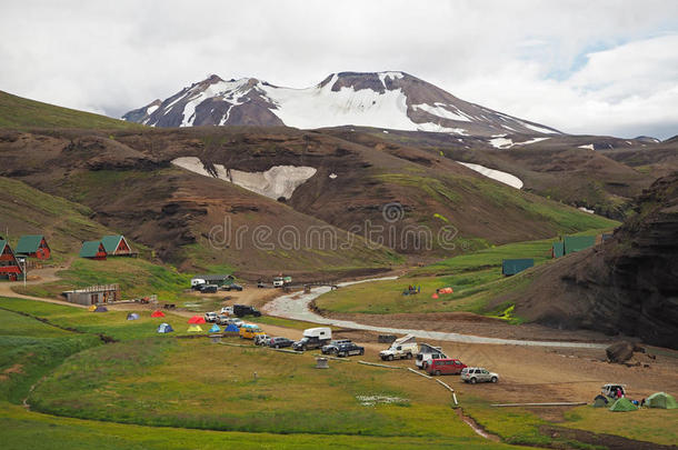 野营面采用五颜六色的流纹岩Kerl采用garfjoll火山的人名