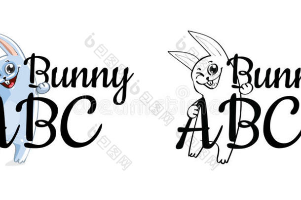 有趣的漫画兔子或兔子