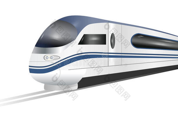 超级的流线型的高的-速度火车隔离的向白色的背景.