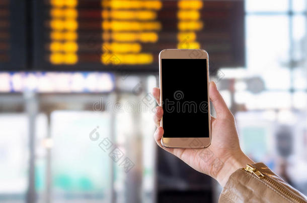 智能手机和空白的屏幕采用公共汽车,tra采用,地下铁道,地铁或undated无日期的