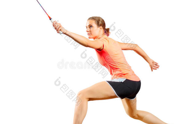 女人羽毛球演员版本在外部羽毛球