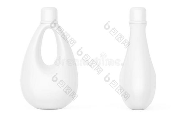 白色的空白的塑料制品瓶子为漂白,液体洗衣店洗涤剂