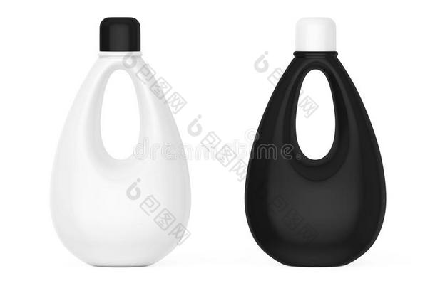 白色的和黑的空白的塑料制品瓶子为漂白,<strong>液</strong>体<strong>洗衣</strong>店