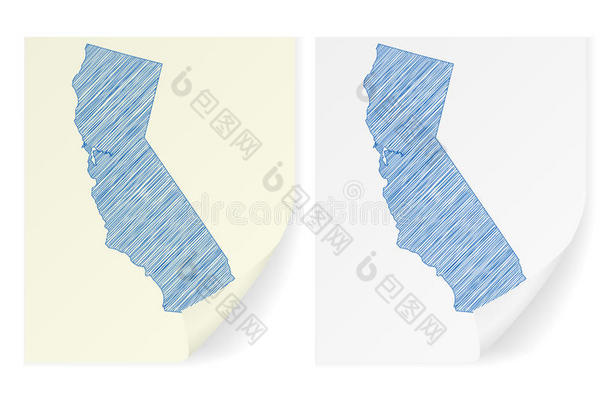 美国加州潦草地书写地图