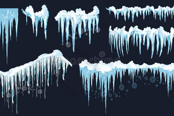 矢量冰柱和<strong>雪原</strong>理剪贴画.不同的雪盖