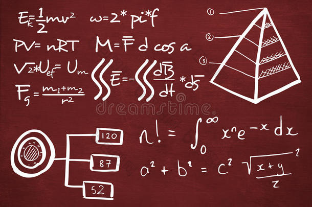 混合成的影像关于数学的方程式和三角形形状