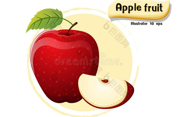 矢量苹果成果隔离的向颜色背景,插图画家10英语字母表的第5个字母