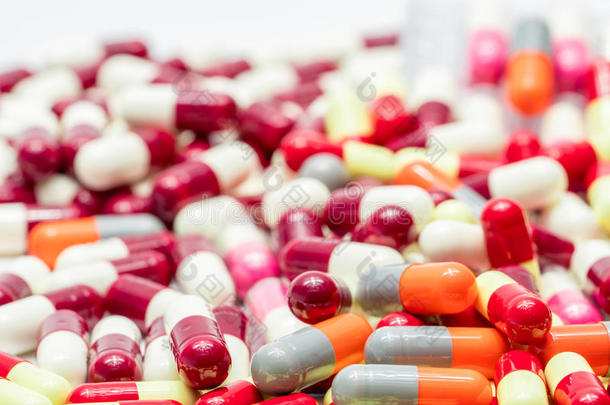 富有色彩的关于抗生素胶囊药丸,药物抵抗
