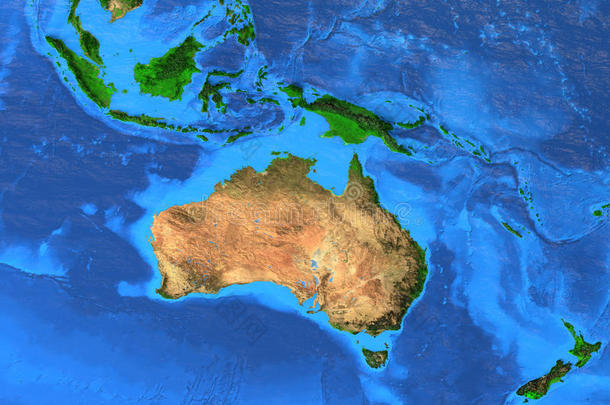 澳大拉西亚大洋洲-高的决心地图