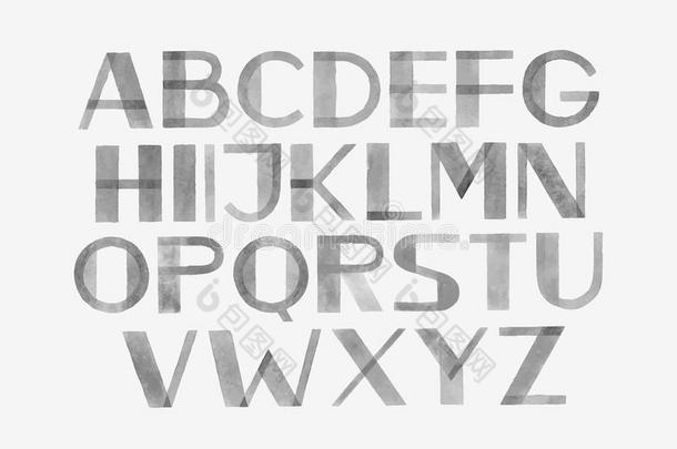 水彩透明水彩画字体类型手写的手绘画字母表t字母表字母表