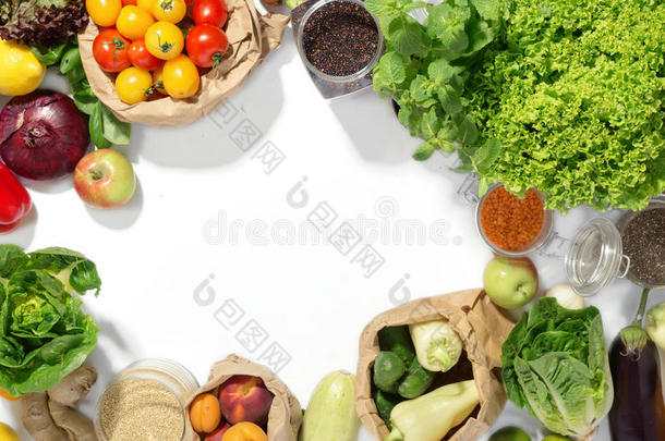 框架关于放置关于组成部分为健康的食物