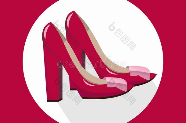 女人红色的高的高跟鞋鞋子矢量详细的说明