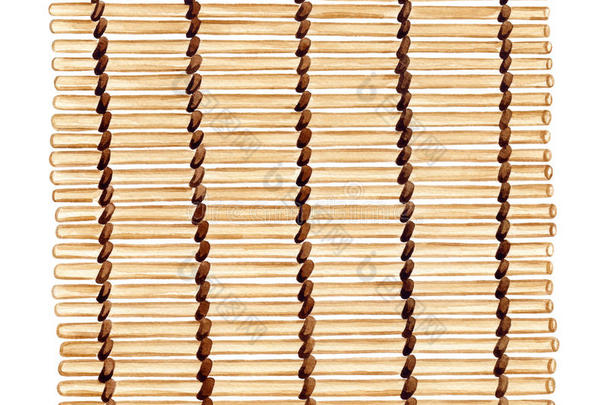 竹子寿司席子,水彩手绘画说明关于木制的