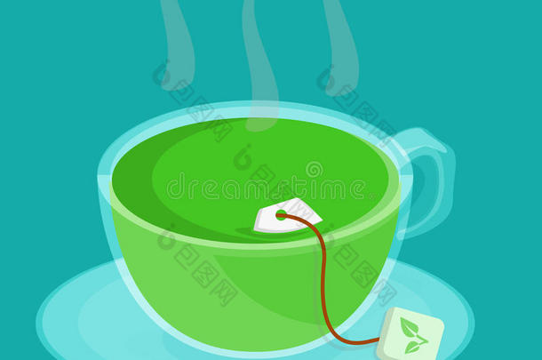 绿色的茶水杯子关于c关于fee矢量