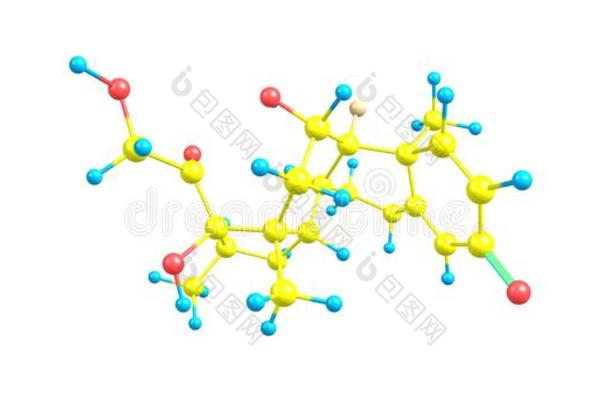 地塞米松分子的结构隔离的向白色的