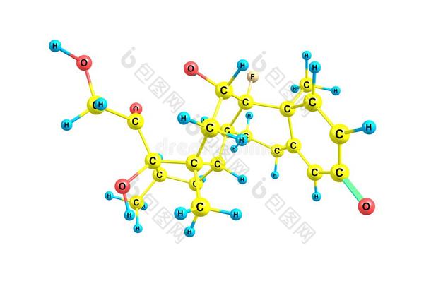 地塞米松分子的结构隔离的向白色的