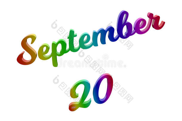 九月20日期关于月日历,书法的3英语字母表中的第四个字母使全音节的第七音